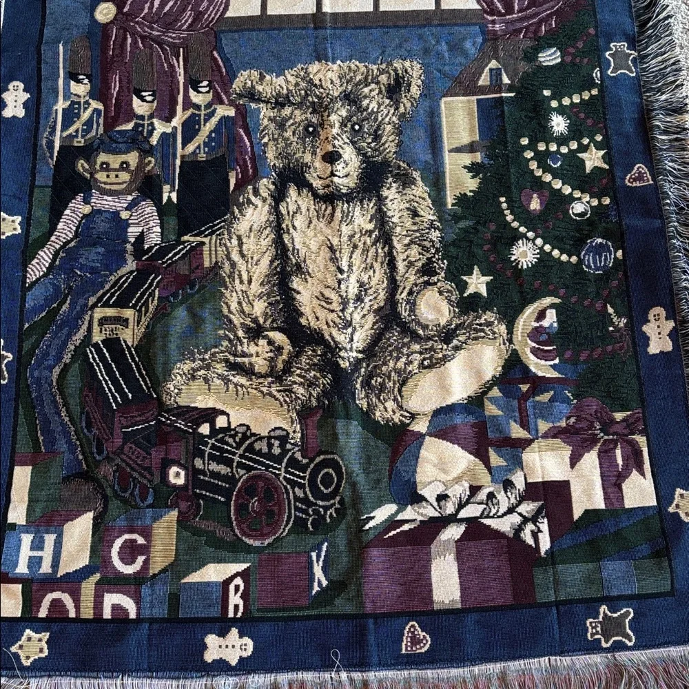 Bear Tapestry Throw Blanket Woven Christmas Teddy Scene‎ Size 50